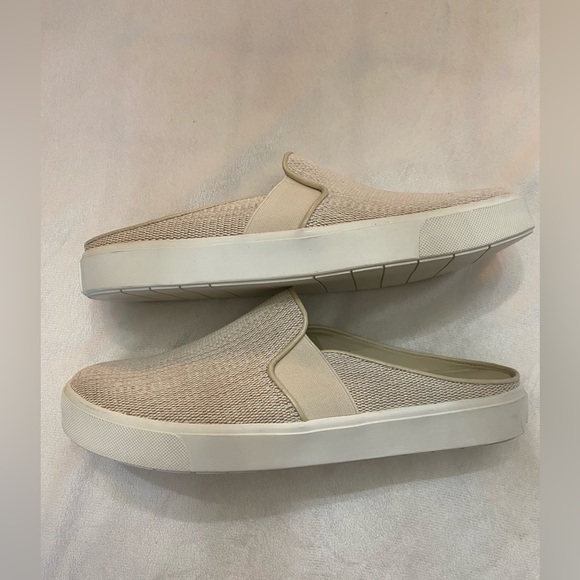 Vince Blair Cream Knit Slip-On Sneakers Mules Minimalist Casual Chic us 7 - Picture 3 of 9